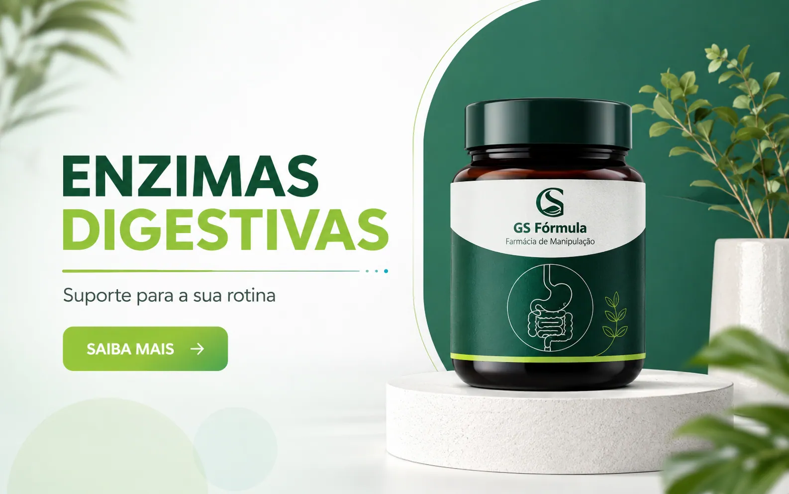 Enzimas Digestivas com Protease e Pepsina, 60 cápsulas, da GS Fórmula
